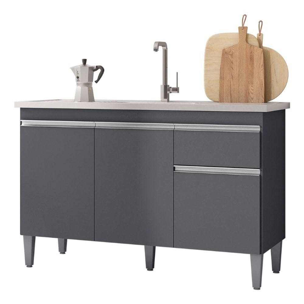 - Balcão Gabinete Multiuso Tatiane 120cm C/tampo Cor Branco