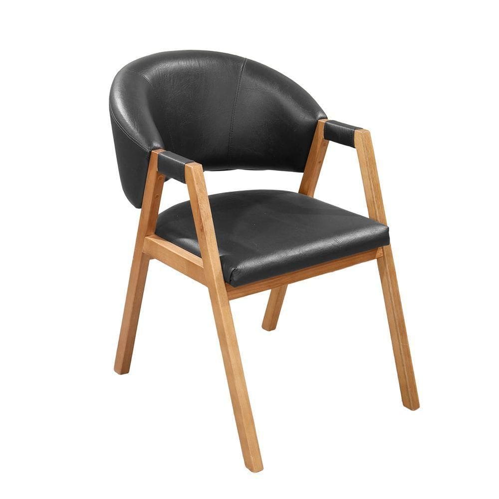 Cadeira Banqueta Roma Base Em Madeira De Eucalipto Com Revestimento Versátil Corino Preto