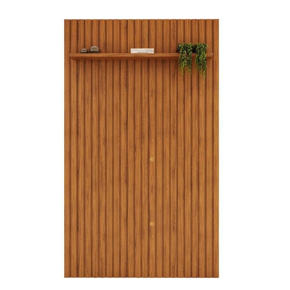 Painel Ripado Para Tv Até 60 Polegadas Com Prateleira Trento 143 Freijó - Dj Móveis