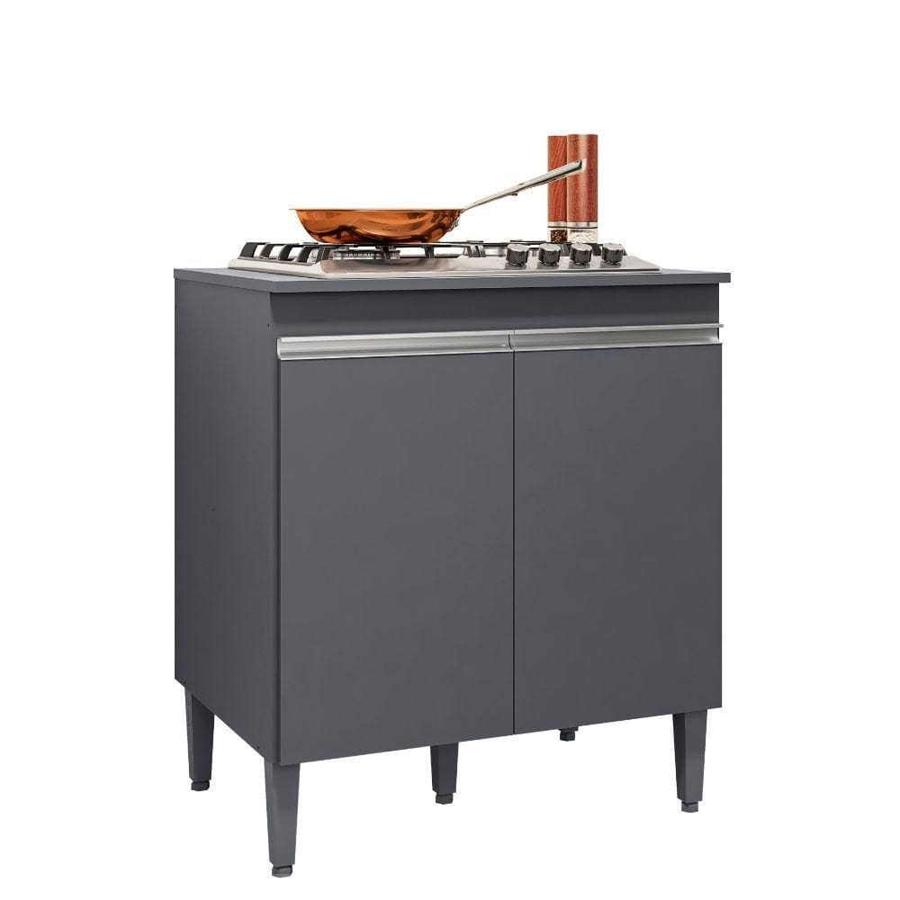 Balcão Armário De Cozinha Multiuso Para Cooktop Com Tampo 4 Ou 5 Bocas Andréia Cinza Fosco- Mabe Magazine