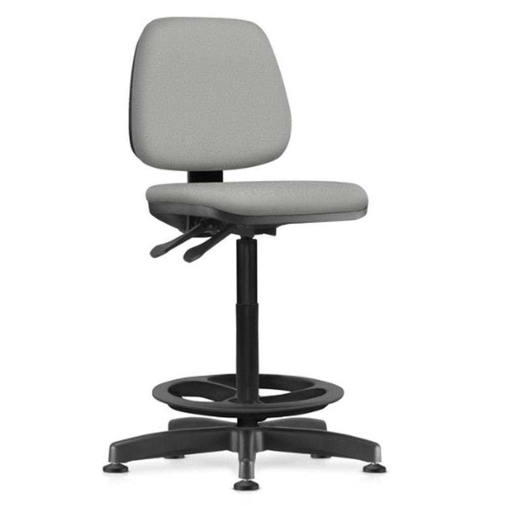 Cadeira Caixa Alta Giratória Estofada Work F02 Crepe Cinza - Lyam Decor