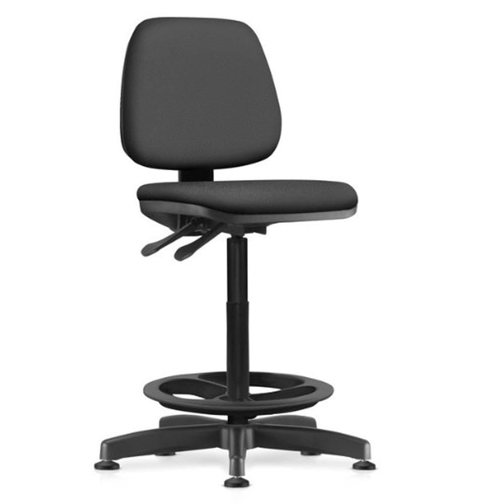 Cadeira Caixa Alta Giratória Estofada Work F02 Crepe Preto - Lyam Decor