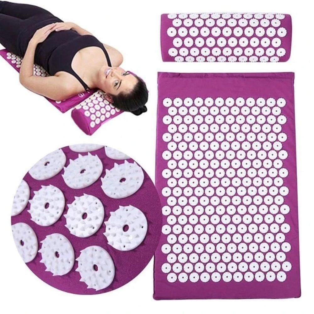 Tapete Acumputura Colchonete Yoga Travesseiro Kit Acupressão Almofada Massageador Zen Pillow Alivio Dores Relaxamento Co