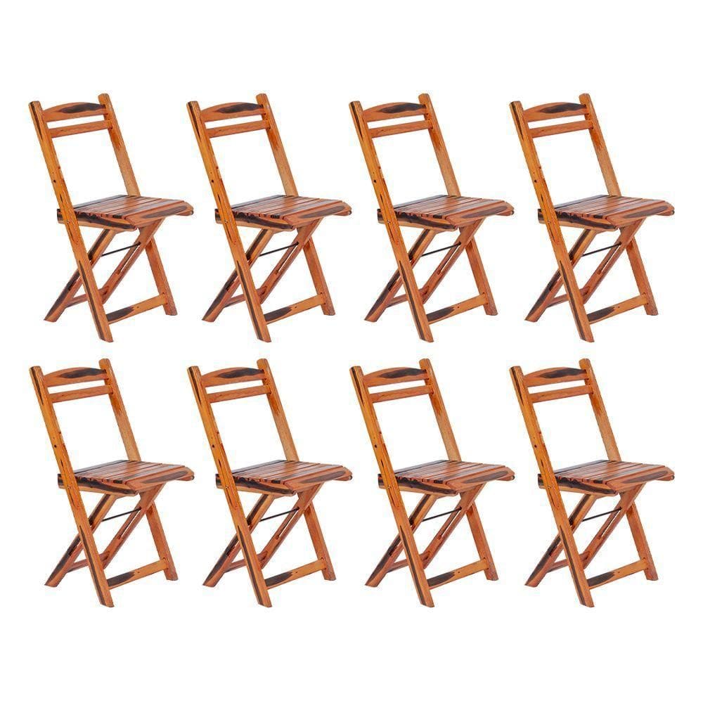 Kit 8 Cadeiras Dobrável Madeira Maciça Ypê Perfeita Para Ambientes Externos E Cobertos Cerejeira