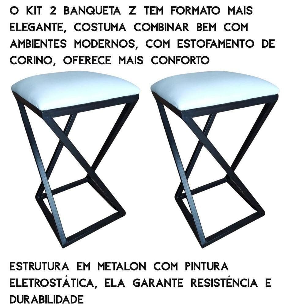 Conjunto 2 Banquinhos De Aço E Corino Banqueta Branco