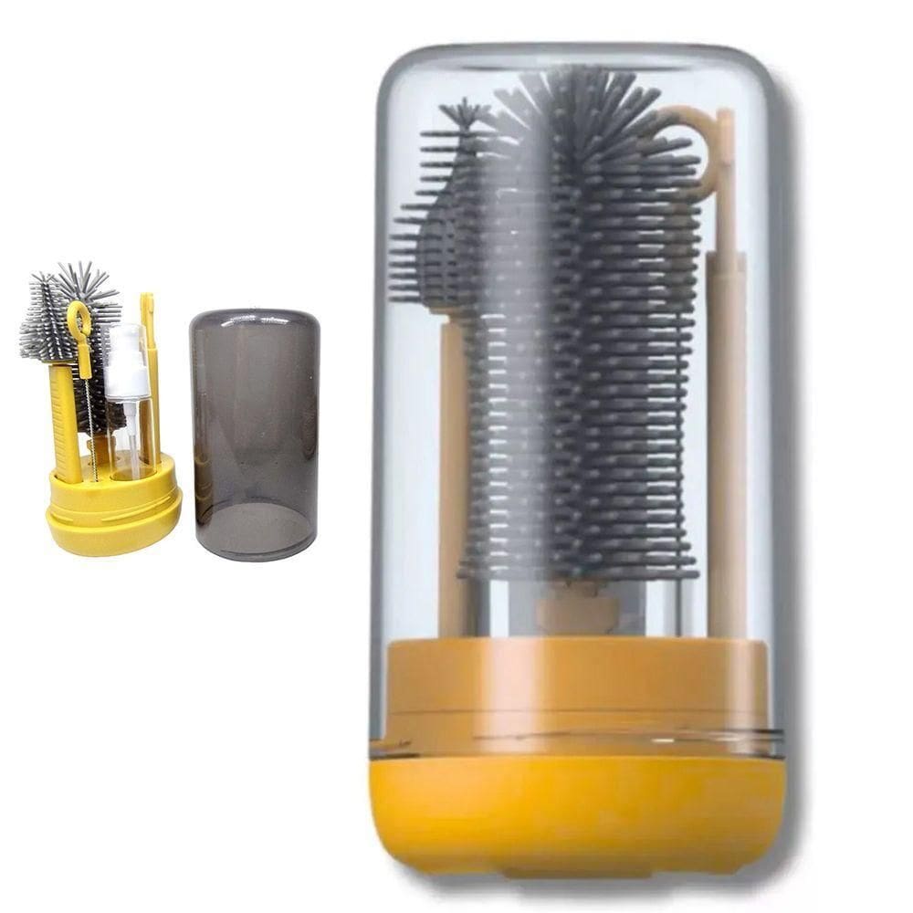 Kit Escova De Limpeza 4 Em 1 Mamadeira Garrafa Copo Bebe Criança Higiene Limpeza Bolsa Passeio Viagem