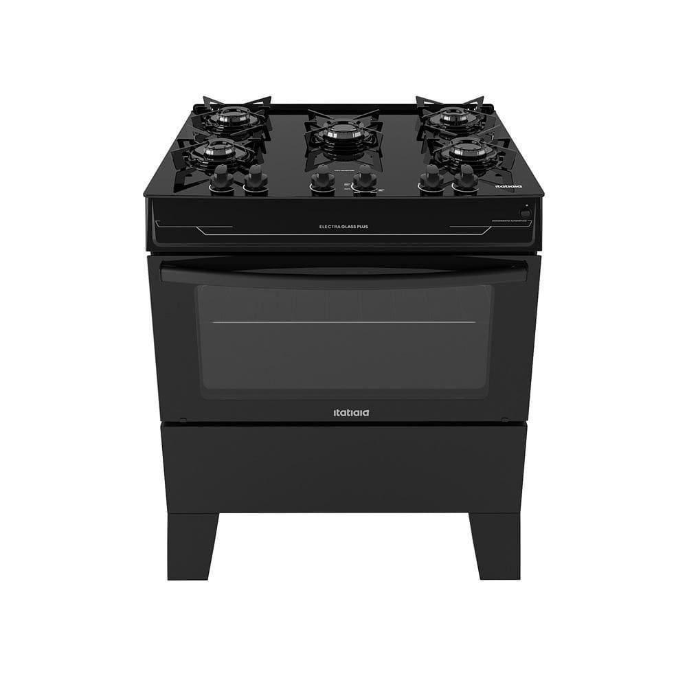 Fogão Itatiaia 5 Bocas Electra Glass Plus Preto Bivolt