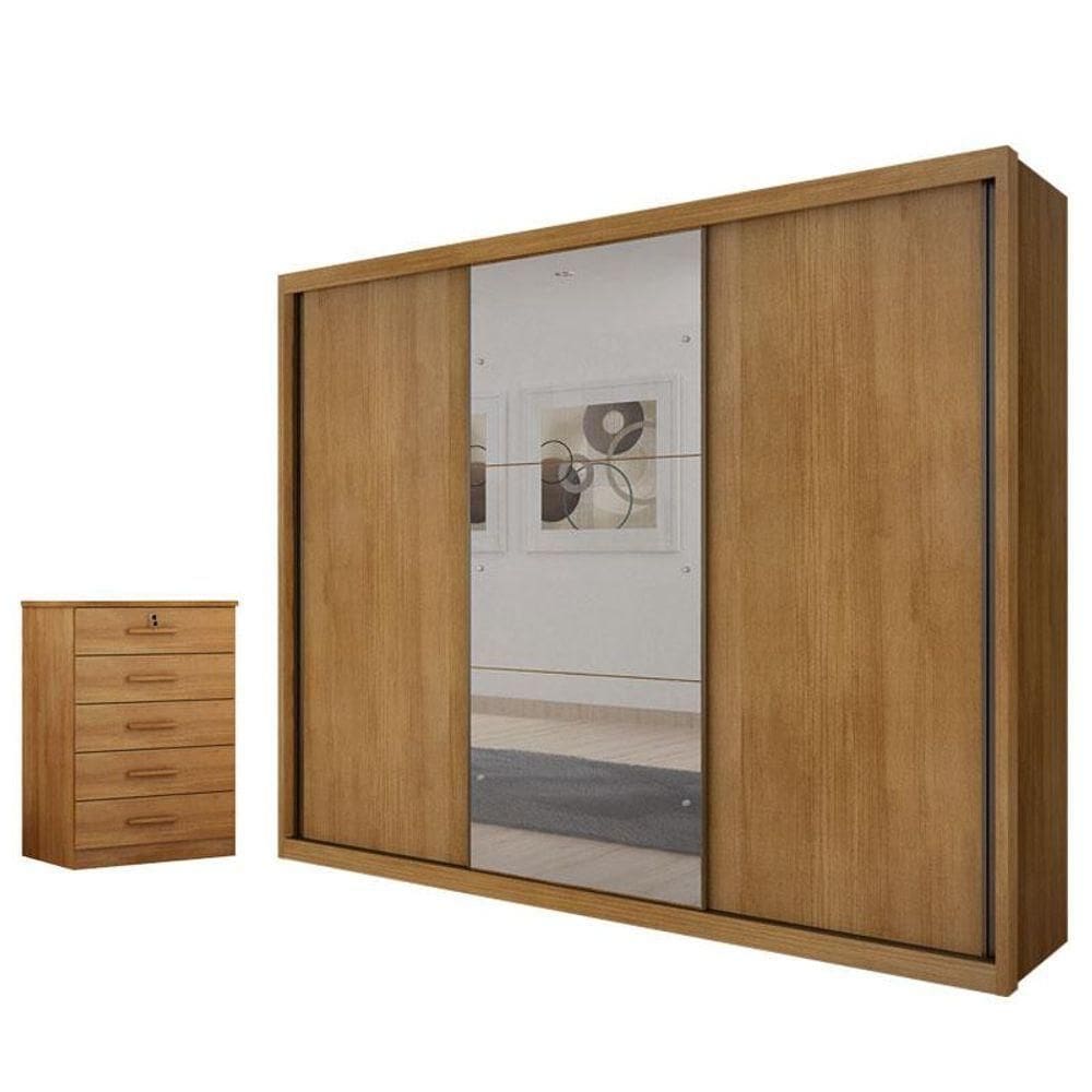 Guarda Roupa Casal Palazzo Com Espelho E Gaveteiro Suiça Cumaru 23 - Horizonte