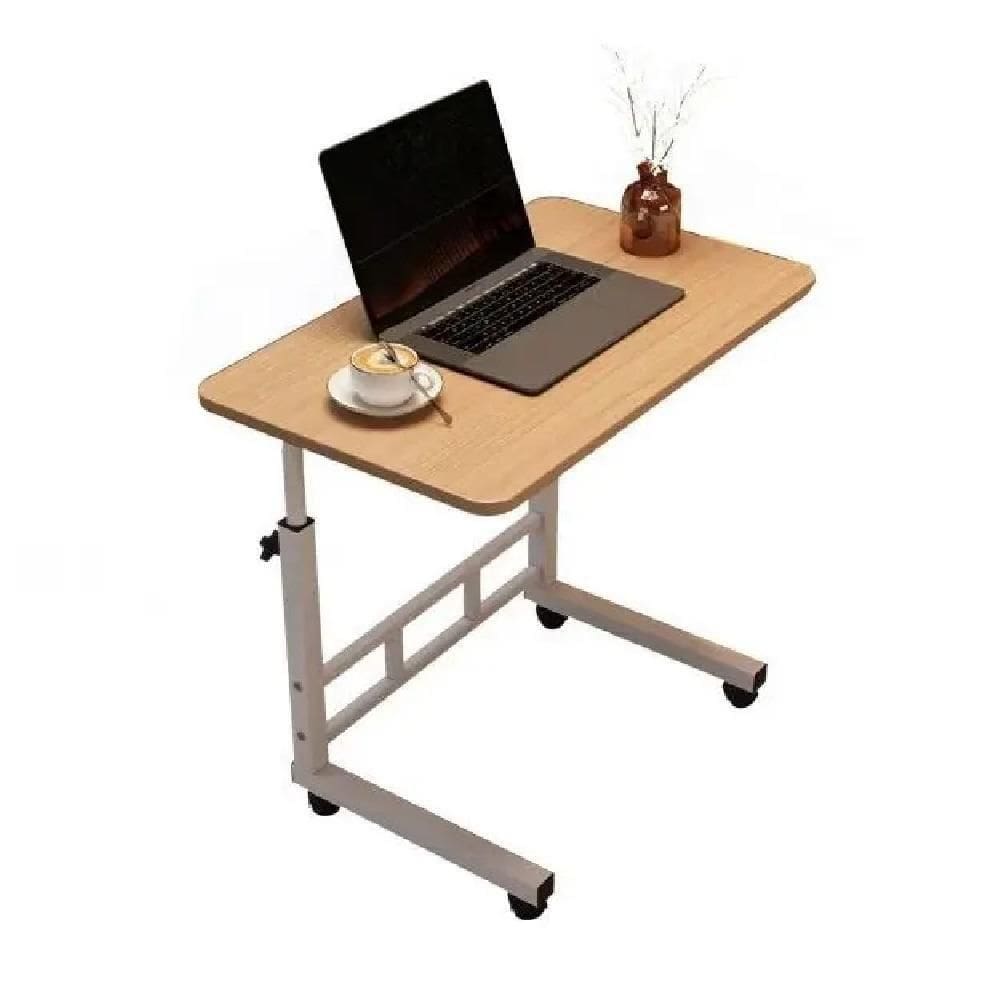 Mesa Multifuncional Para Notebook Com Rodinhas Marrom Claro – Altura Ajustável E Design Marfim Para Home Office E Jantar
