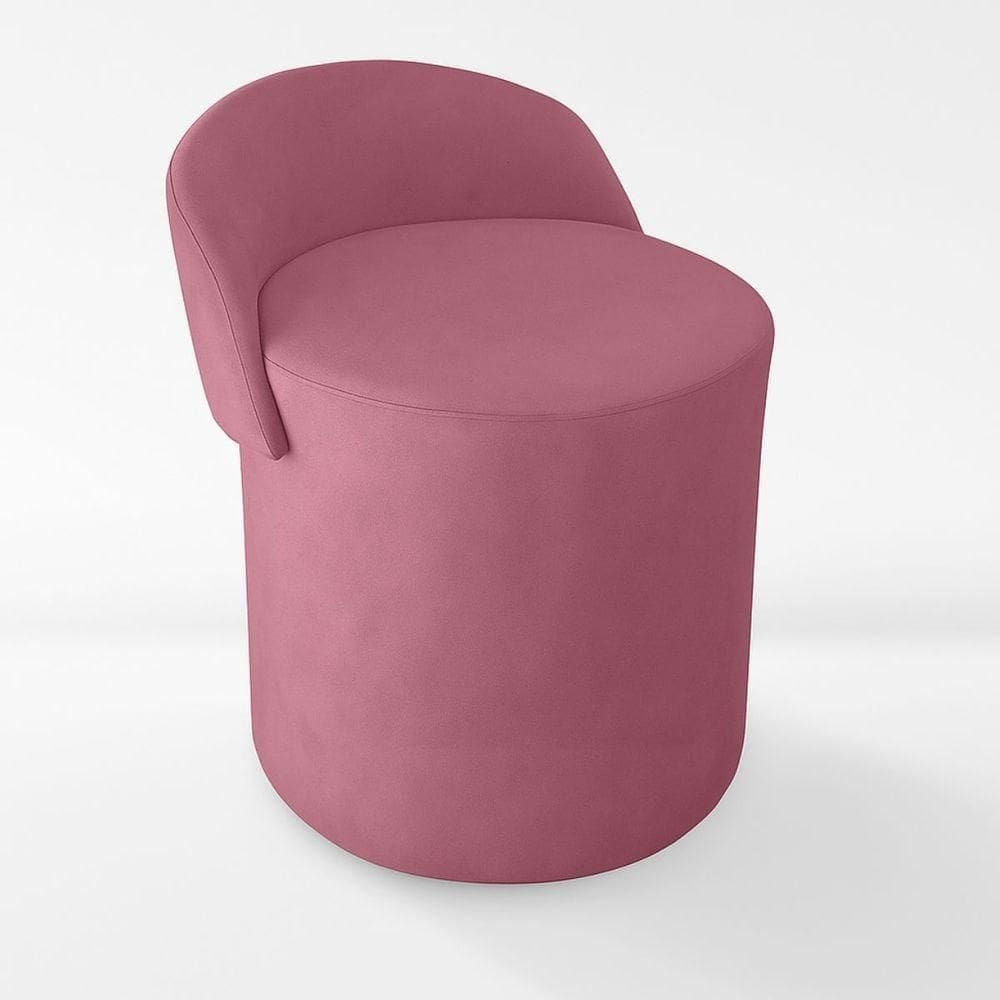 Puff Encosto Confortável Sala Estilo Moderno Redondo Suede rose