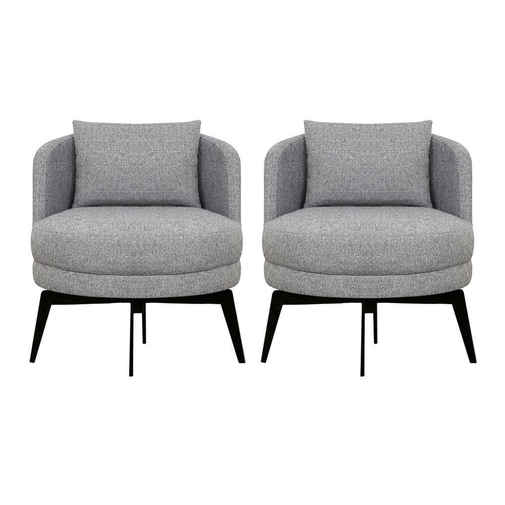 Kit 2 Poltronas Decorativas Giratórias Cora Em Linhão Misto Cinza