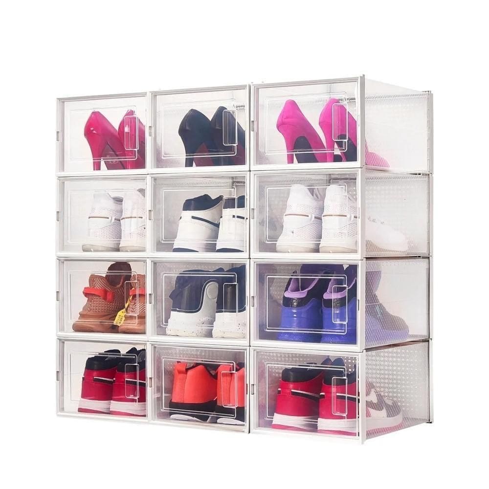 Kit 6 Caixa Sapateira Empilhavel Organizador Dobravel Guarda Roupa Sapatos Tenis Box Quarto Closet Lavanderia Cor:azul;t