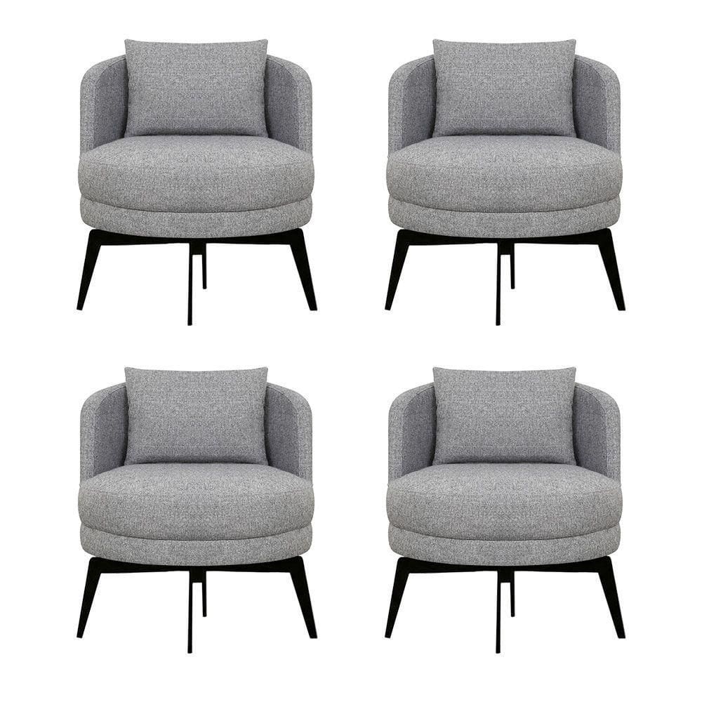 Kit 4 Poltronas Decorativas Giratórias Cora Em Linhão Misto Cinza