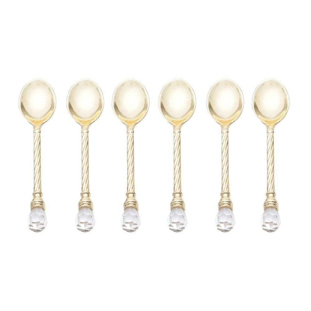 Conjunto 6 Colheres De Café De Zamac Crystal Dourado 11 Cm Wolff