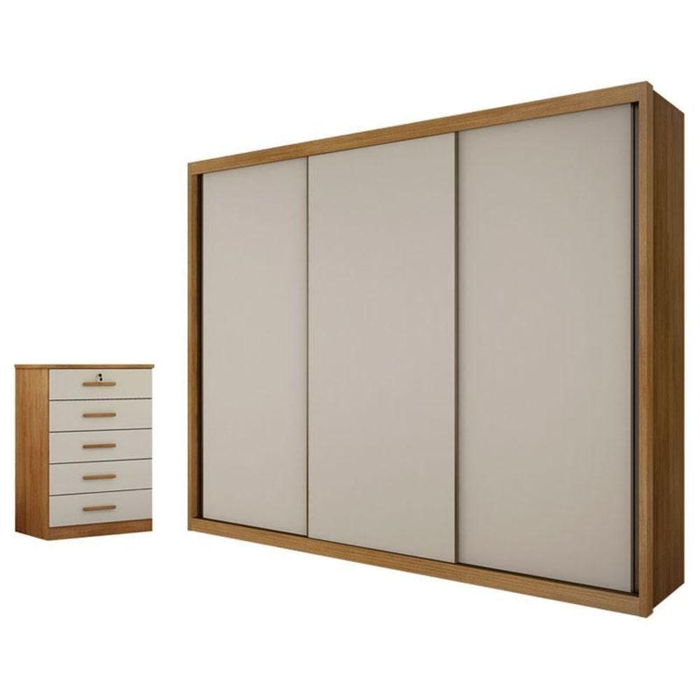 Guarda Roupa Casal Palazzo E Gaveteiro Suiça Cumaru 25 Fendi - Horizonte