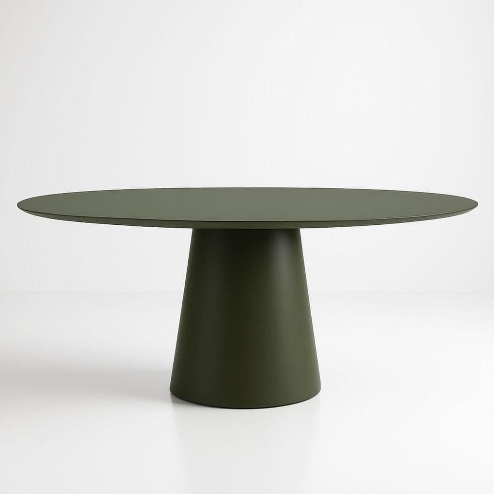 Mesa De Jantar Cone Oval 120x80 Cm Laca Verde Musgo