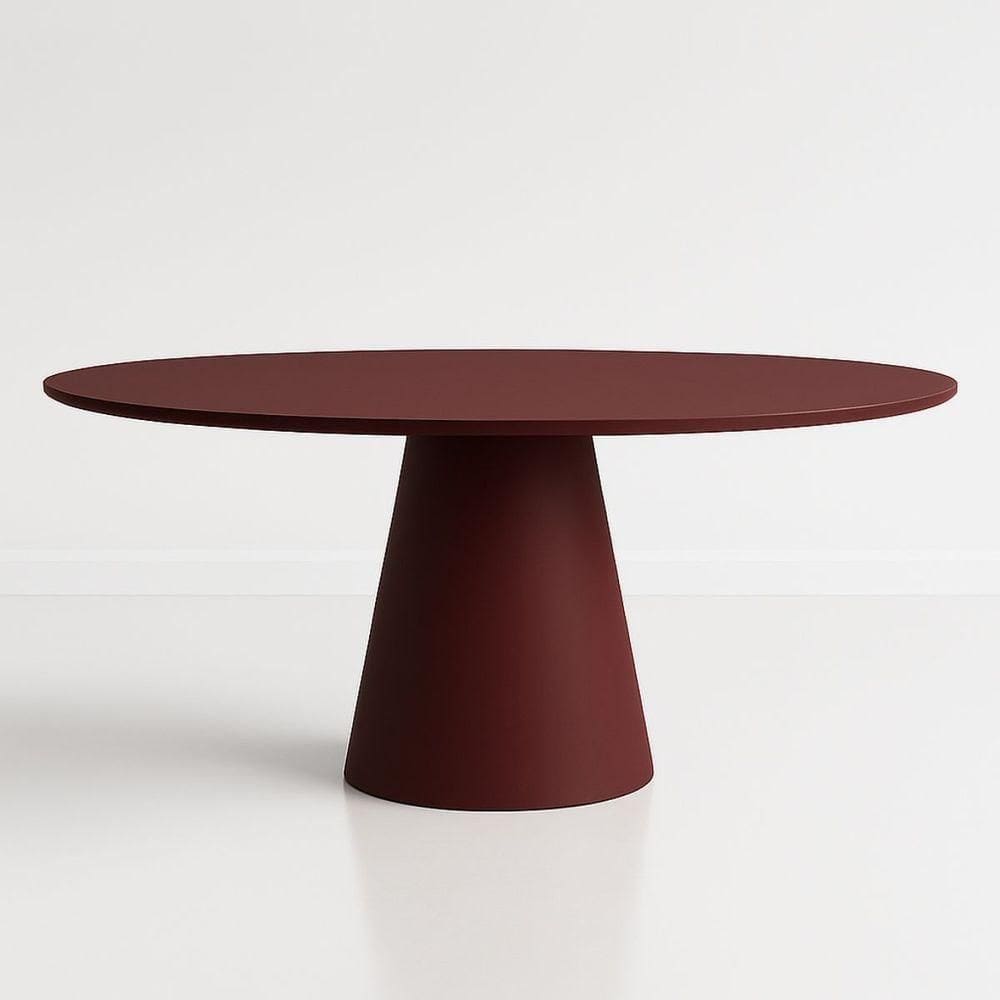 Mesa De Jantar Cone Oval 120x80 Cm Laca Vinho Marsala