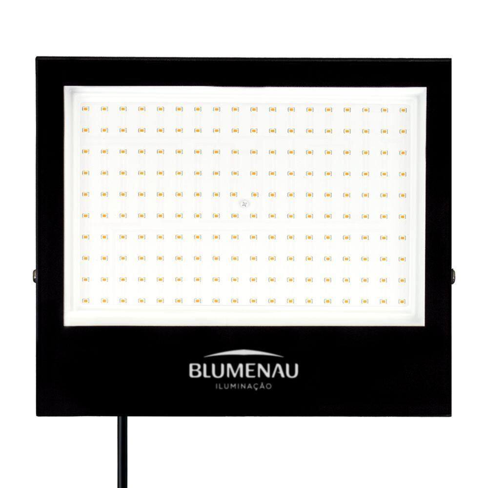Refletor Blumenau De Led Slim 100w Preto Bivolt 4100k Neutro