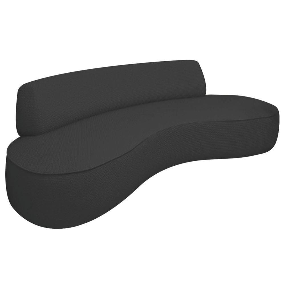 Sofá Curvo 3 Lugares Amsterdã 180cm Bouclé Cor Preto