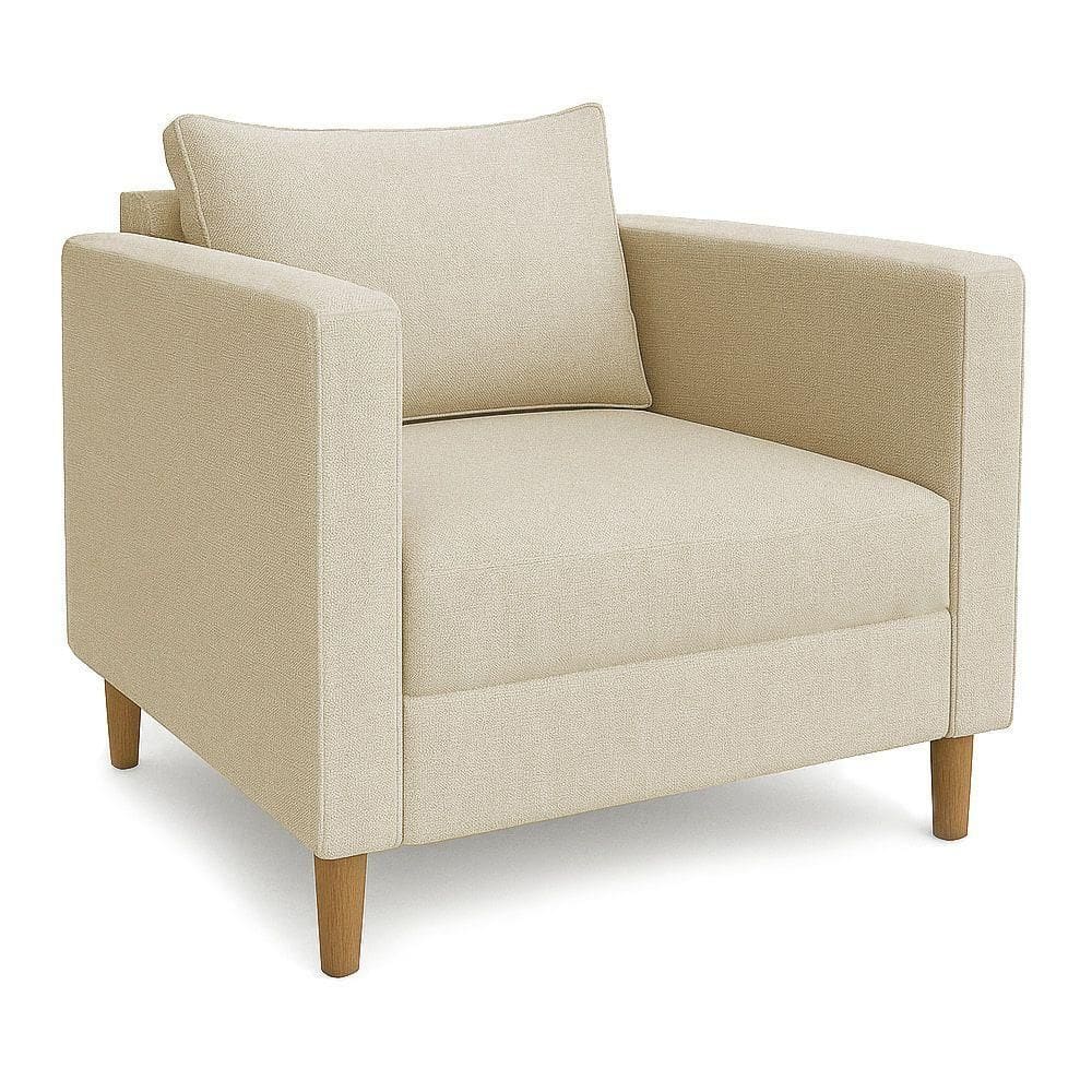 Poltrona Decorativa Helena Linho Pés Madeira Dourado