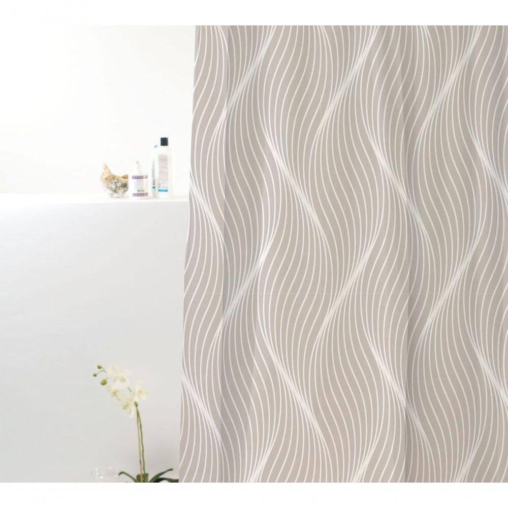Cortina Box Poliéster Ondas Cinzas 198x180cm - Uzoo Cortina Box Poliester 1.98x1.80m Ondas Cinza 828908