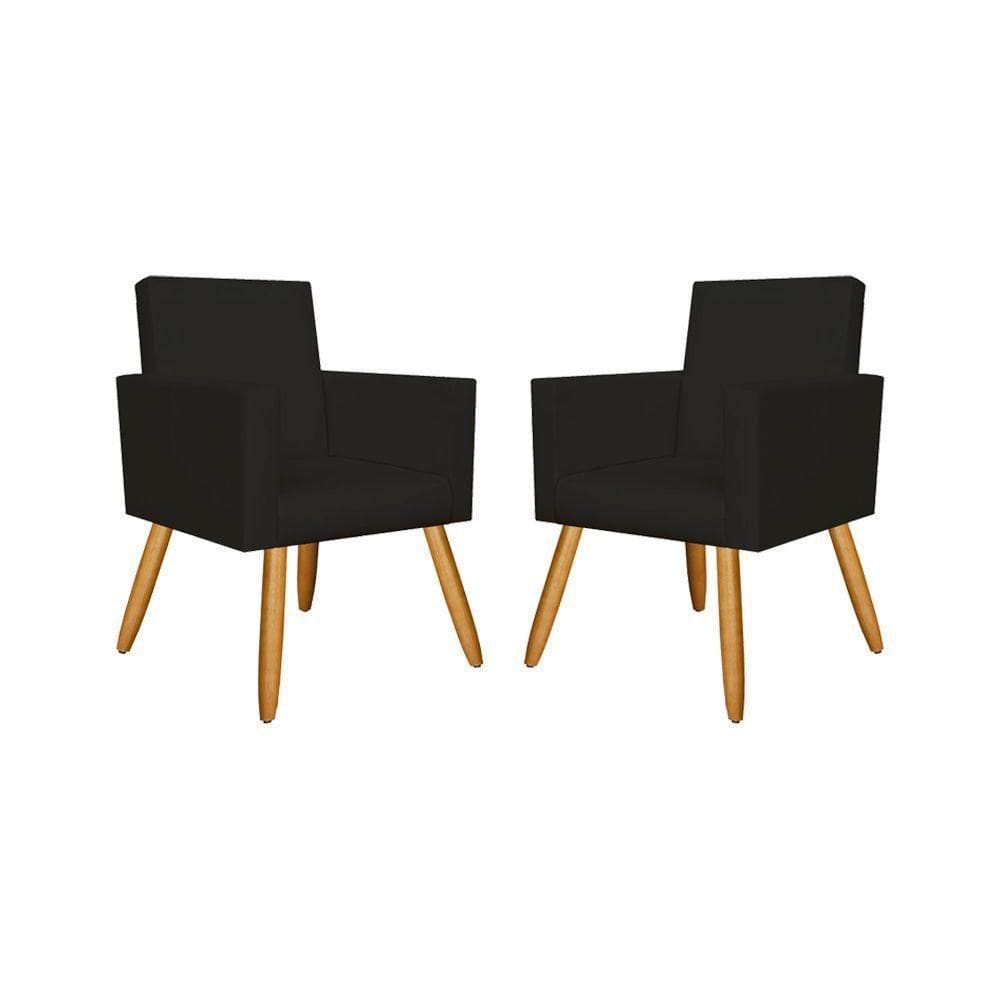 Kit 02 Poltronas Courino Preto