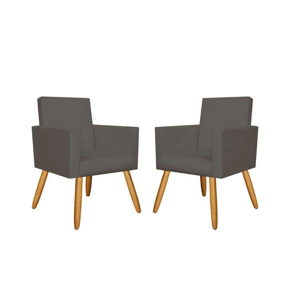 Kit 02 Poltronas Courino Cinza