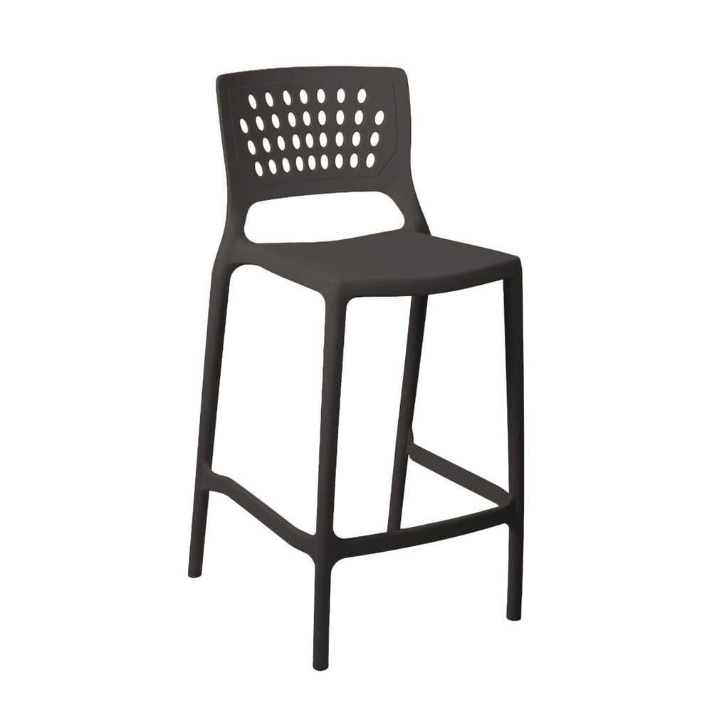 Banqueta Alta Para Bancada E Cozinha Grafite Empilhável Marte Em Polipropileno Acrilys