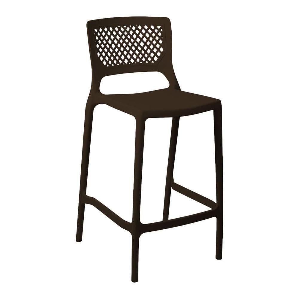 Banqueta Alta Para Cozinha Marrom Café Empilhável Vênus Em Polipropileno Acrilys
