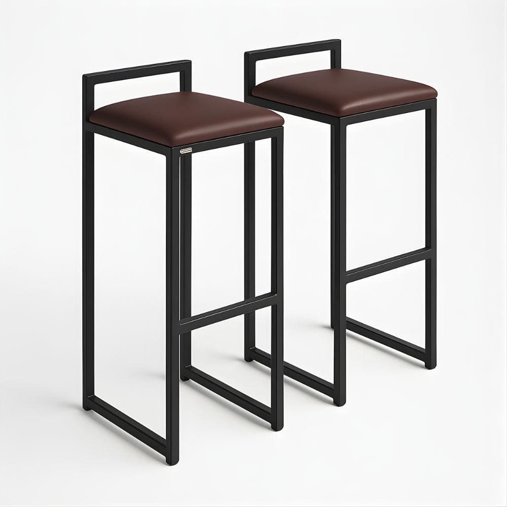 Kit 2 Banqueta Cozinha Balcão Alta Corino Bistro Bar Moderno Cor:marrom