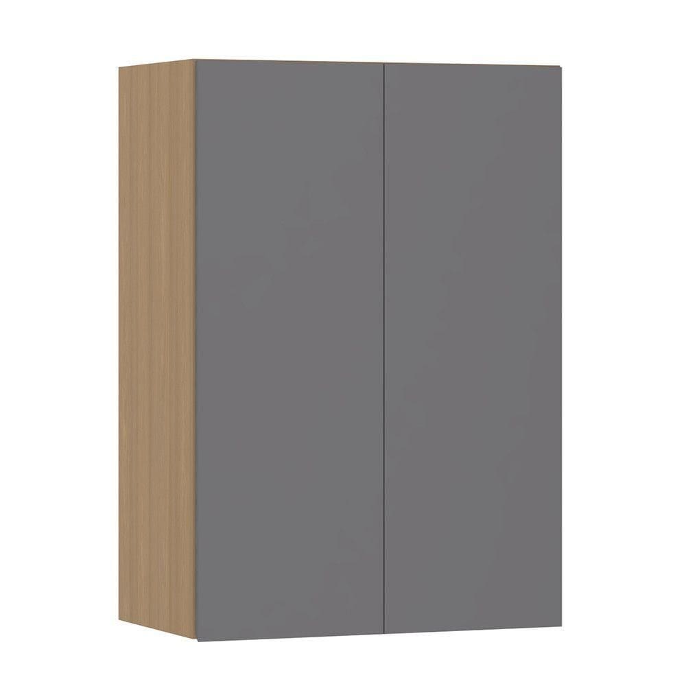 Armário Aéreo 60cm 2 Portas Slim Luciane Móveis Freijó/cinza Puro