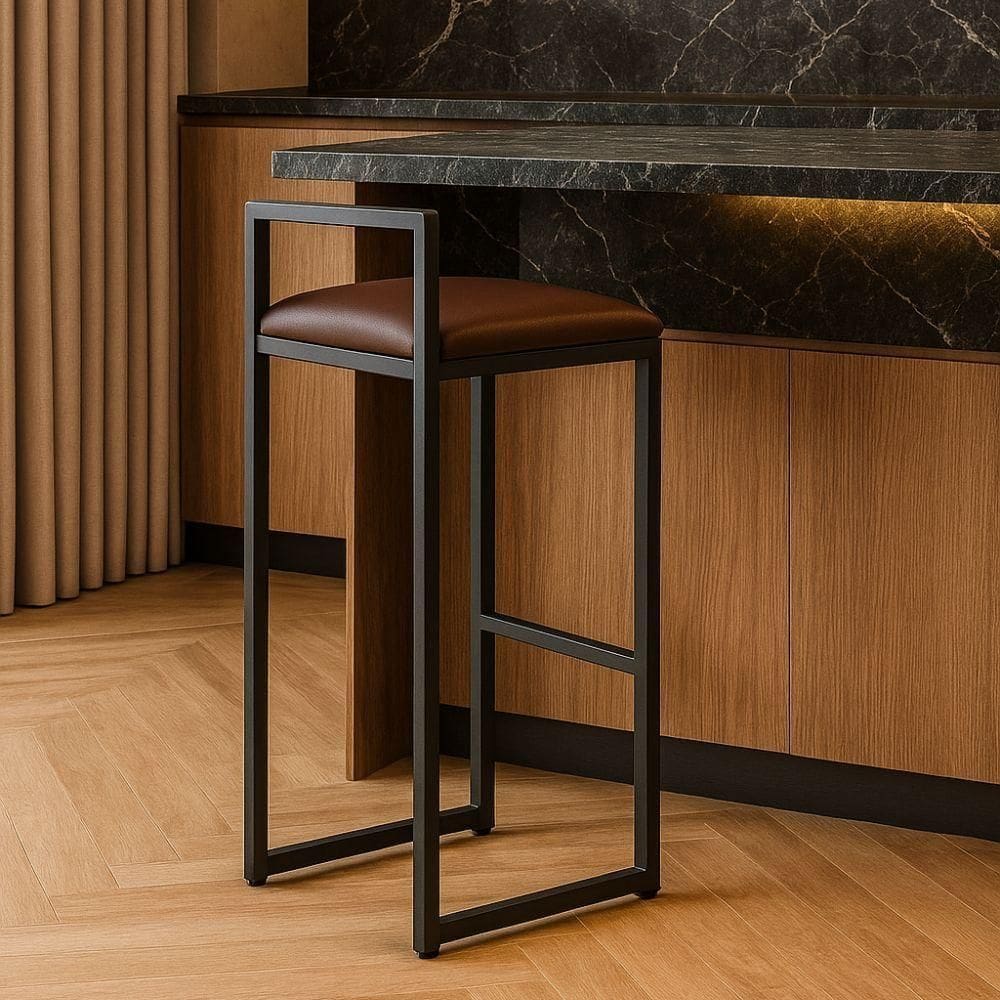 Banqueta Industrial Alta Sala Jantar Bar Bancada Cozinha Cor:marrom