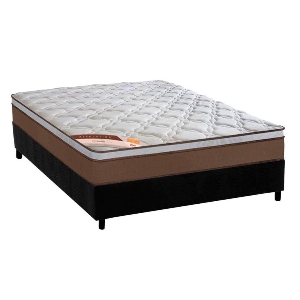 Cama Box Casal: Colchão Molas Ensacadas Castor Revolution + Base Crc Suede Black (138x188)