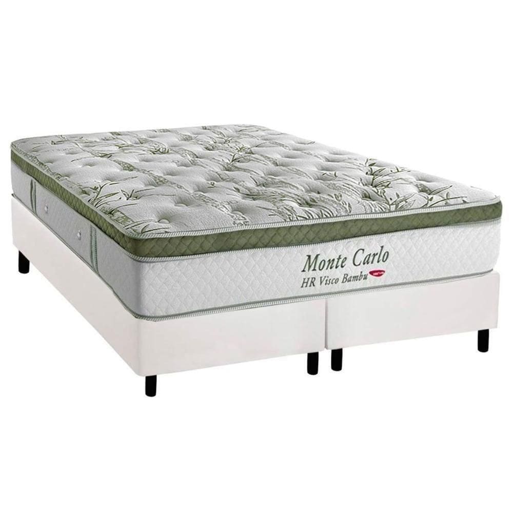 Cama Box King: Colchão Molas Ensacadas Herval Monte Carlo Visco + Base Crc Corano White (193x203)