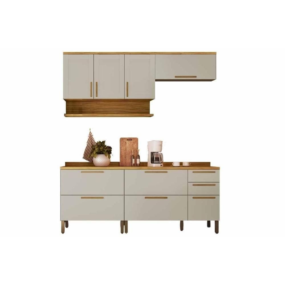 Kit Cozinha Modulada 4 Peças Riesling (2aéreos+2balcões) C4p250 Amendoa-off White - Ronipa
