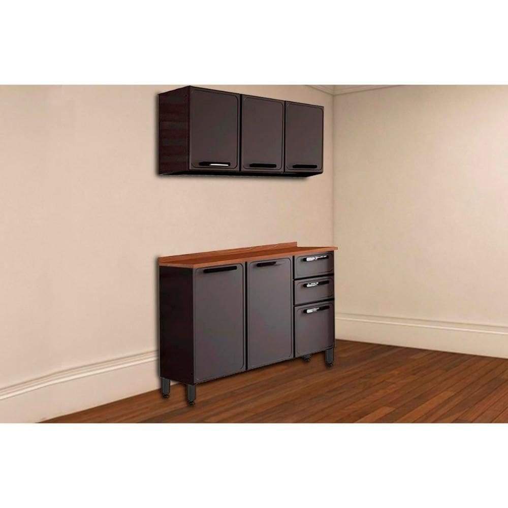 Cozinha Modulada Bertolini Estilo 2 Peças (1aéreo+1balcão) C2p08 Cinza-grafite-bertolini