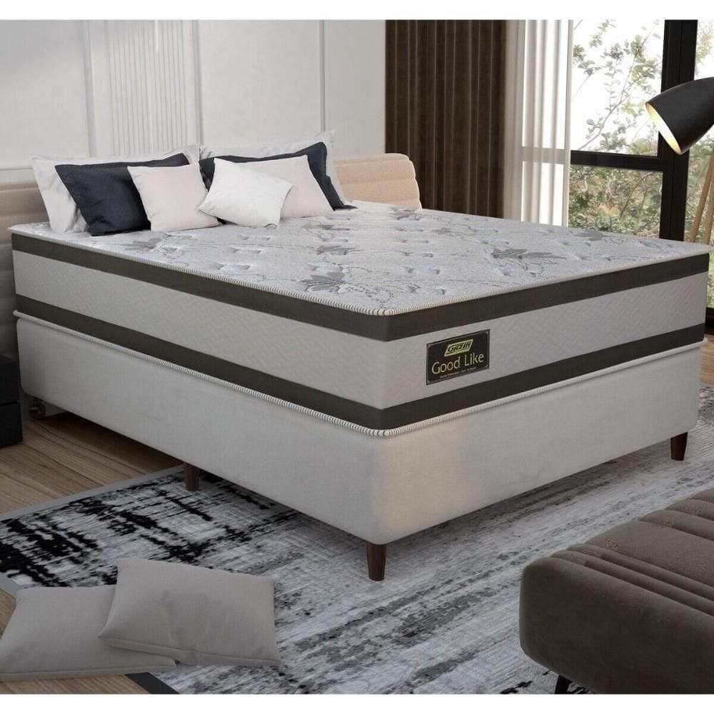 Cama Box Conjugado Casal Com Colchão 138x71x188 Good Like Gazin Cr35372 Bege-marrom