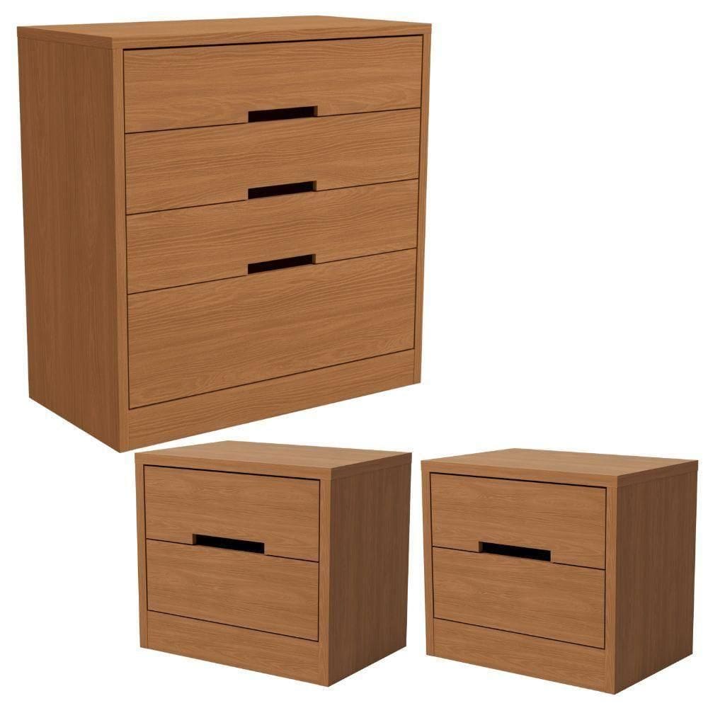 Comoda 4 Gavetas 02 Mesas De Cabeceira 2 Gavetas S82224 Kappesberg Canela