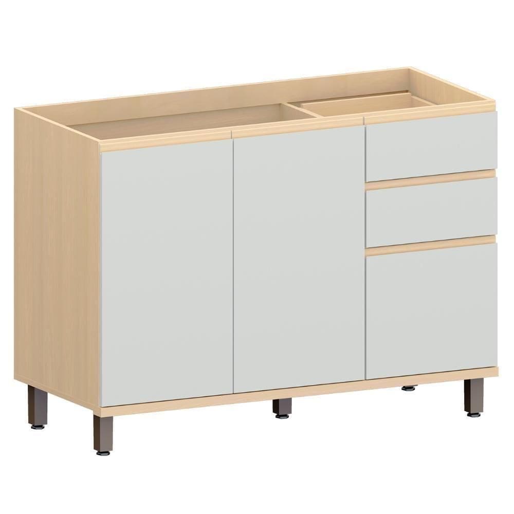 Balcão De Cozinha Para Pia 120cm Pierre Carvalho/cinza L01 - Mpozenato