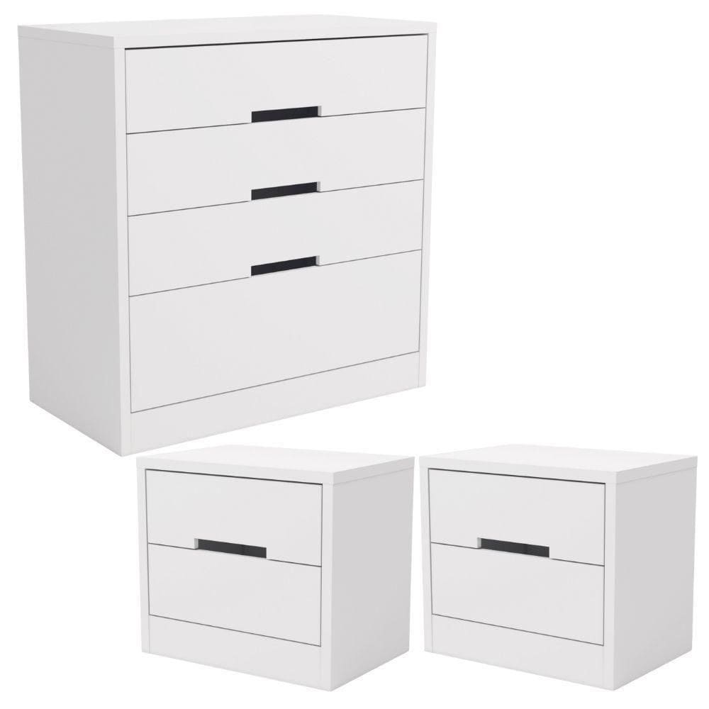 Comoda 4 Gavetas 02 Mesas De Cabeceira 2 Gavetas S82224 Kappesberg Branco