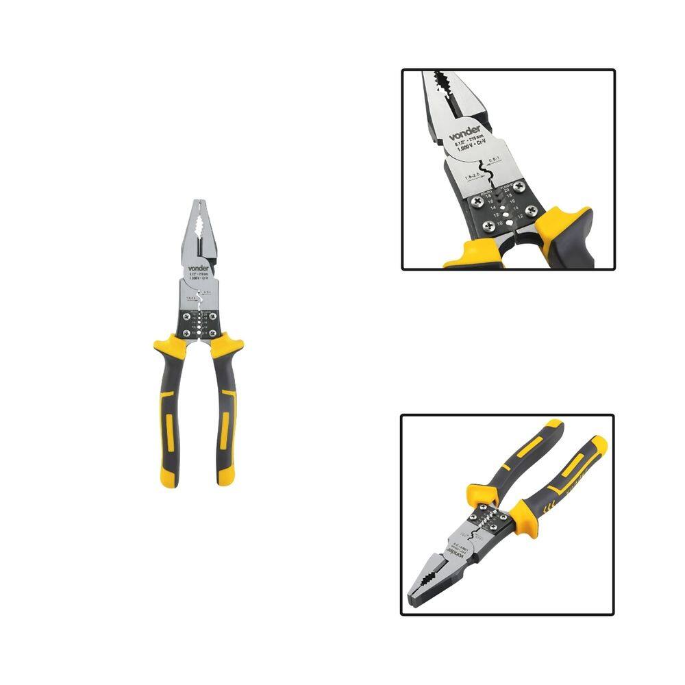 Alicate Multifunçao P/ Eletricista 8.1/2” Isolado Ate 1000V
