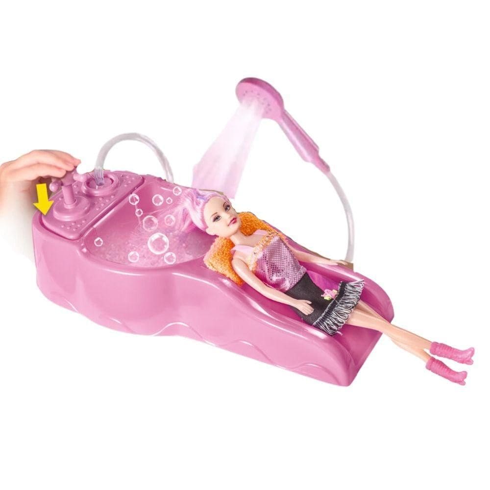 Lavatório De Salão De Beleza Cabelereiro Sai Agua De Verdade Com Boneca