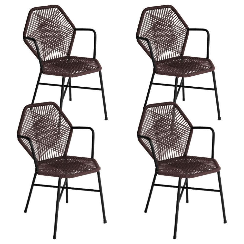 Kit 4 Cadeiras Tropicália Fibra Sintética Acesse Móveis Tabaco