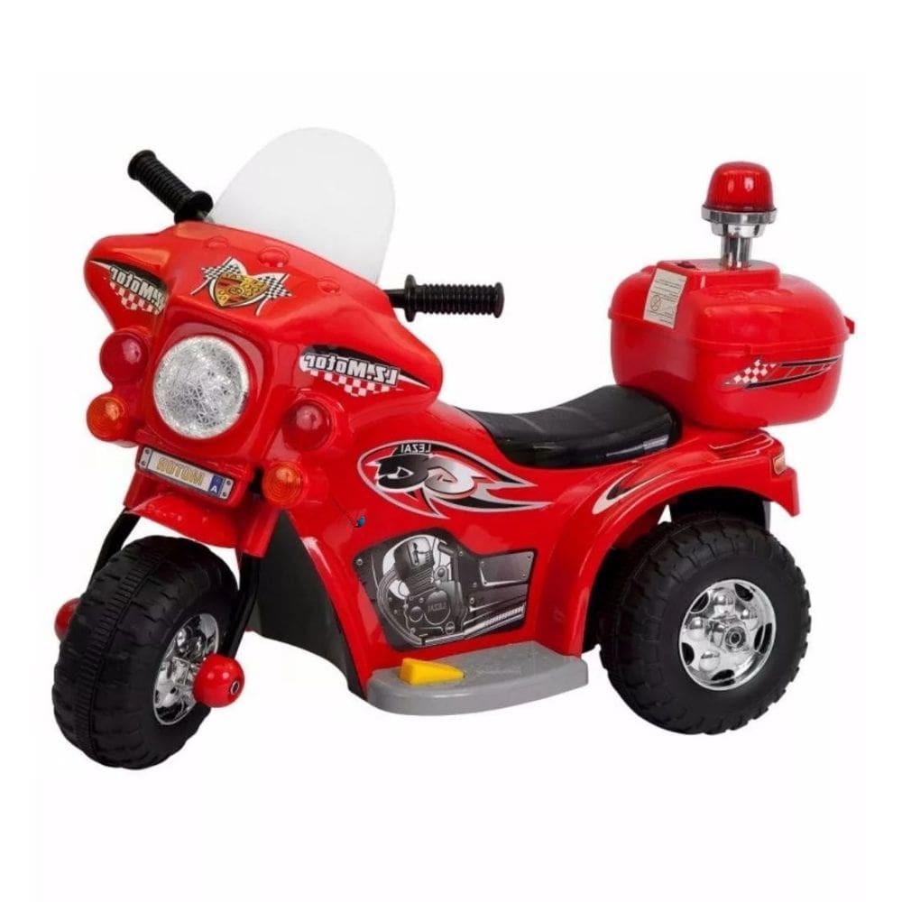 Mini Moto Elétrica Infantil Triciclo Criança Bateria 6V Importway BW002-V Vermelho Polícia Bivolt