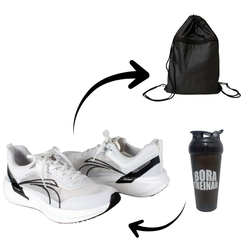 tenis masculino kolosh kit esportivo ultra leve tela branco