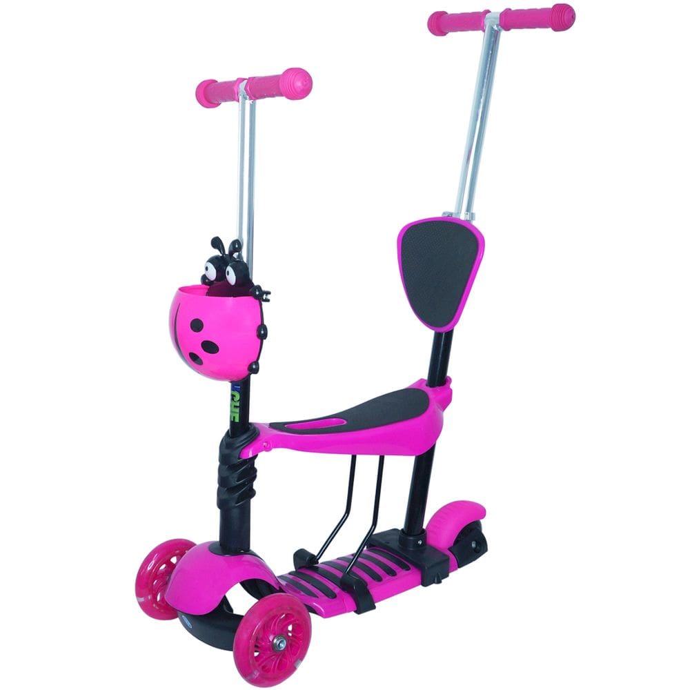 Patinete Infantil 3 Rodas 3x1 Scooter Cadeirinha Assento Empurrador Triciclo Importway BW-048RS Rosa