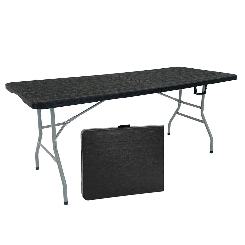 Mesa Picnic Dobrável Vira Maleta Portátil 1,80 Camping Preta