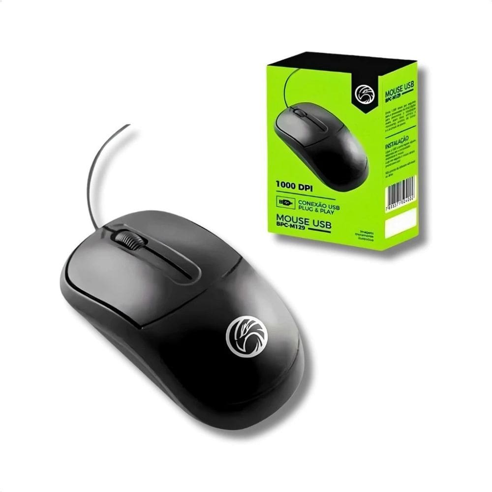 Mouse USB Optico BrazilPC BPC-M129 1000 DPI Preto