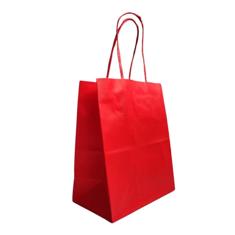 10 Sacola De Papel Kraft Vermelha Presente Pp 13,5X8X16Cm