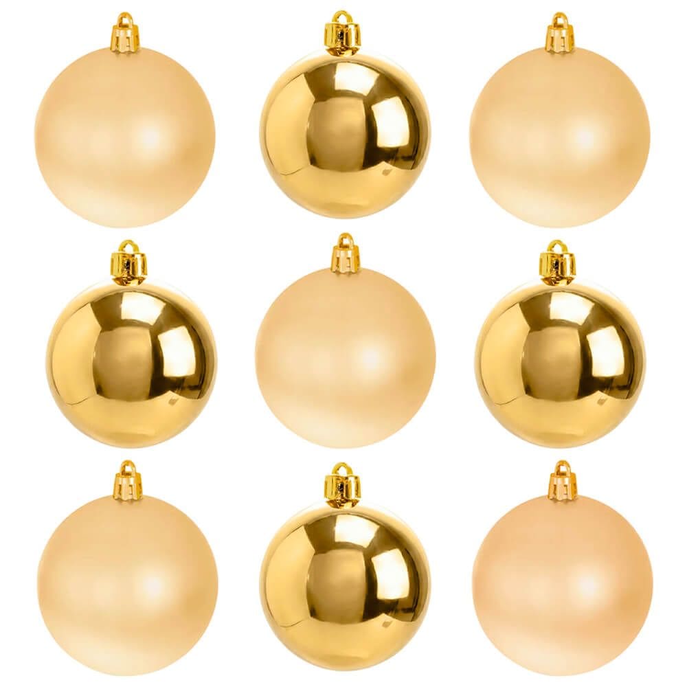 Bolinhas de Natal Dourada 6cm 9 peças - Casambiente